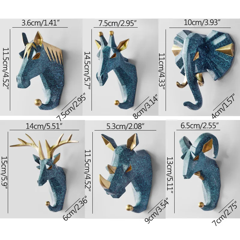 

Home Decoration Hanging Key Hook Wall Coat Hook Multifunctional Animal Free Punch Hook Head Coat Hooks