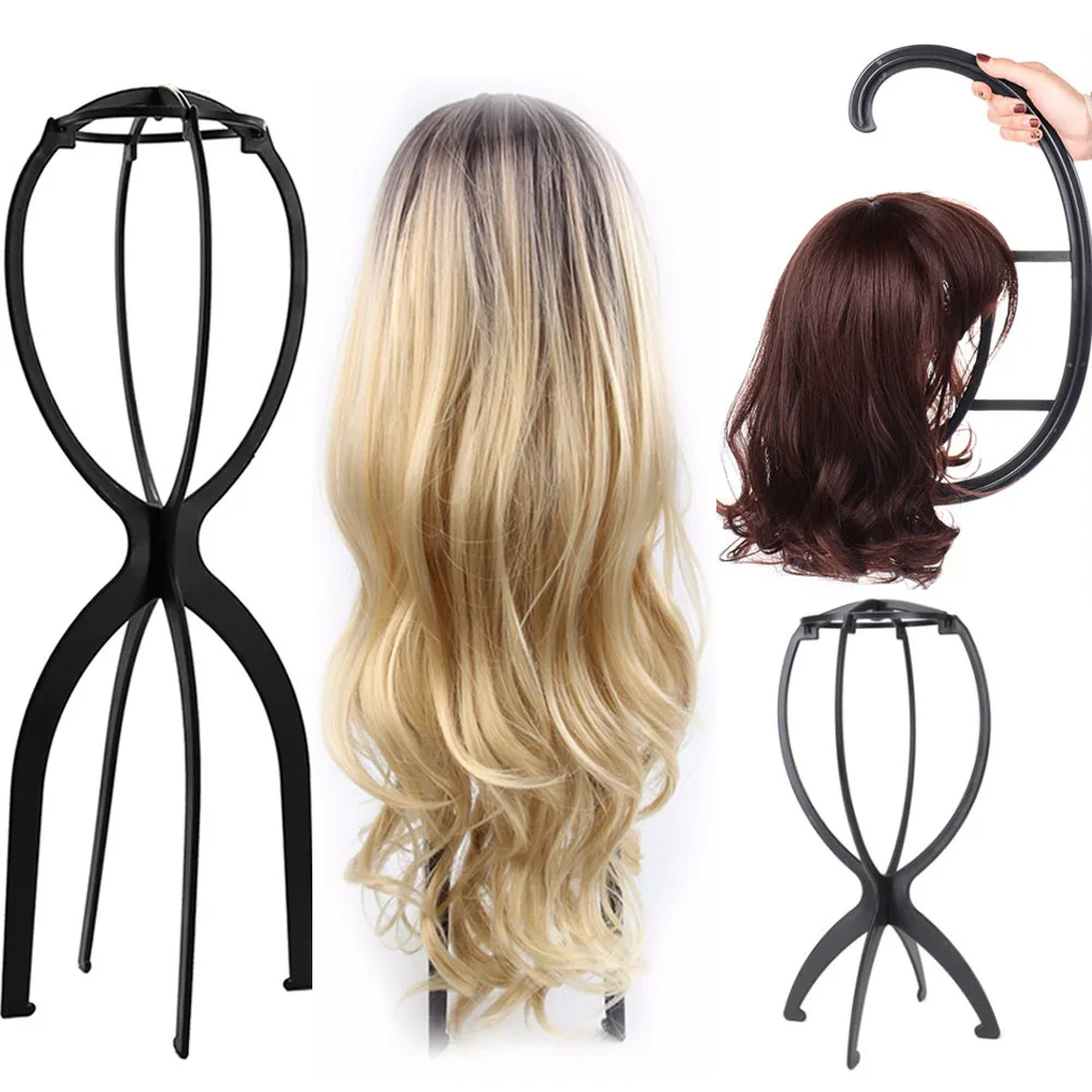 

1Pc Plastic Wig Display Stand Colorful Portable Folding Wig Stand 18X36Cm Wig Holder Supports Black White Blue Pink Head Holder