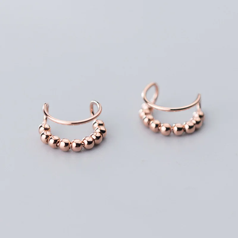 TrustDavis Real 925 Sterling Silver Fashion Sweet Beads Double Ear Clip Earrings For Women Wedding Party Fine Jewelry DA1855 | Украшения и