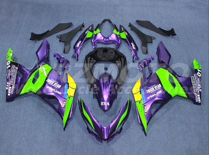

Ninja400 Дизайн Новый ABS Обтекатели комплект подходит для Kawasaki Ninja400 Ninja 400 2018 2019 2020 18 19 20 Обтекатели кузова фиолетовый зеленый