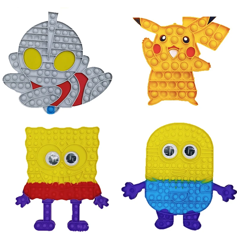 

Pop It Pokemon Pikachu Spongebob Minions Brinquedos Squishy Sensorial Anti Stress Kawaii Fidget for Kid Adult Decompression Toys