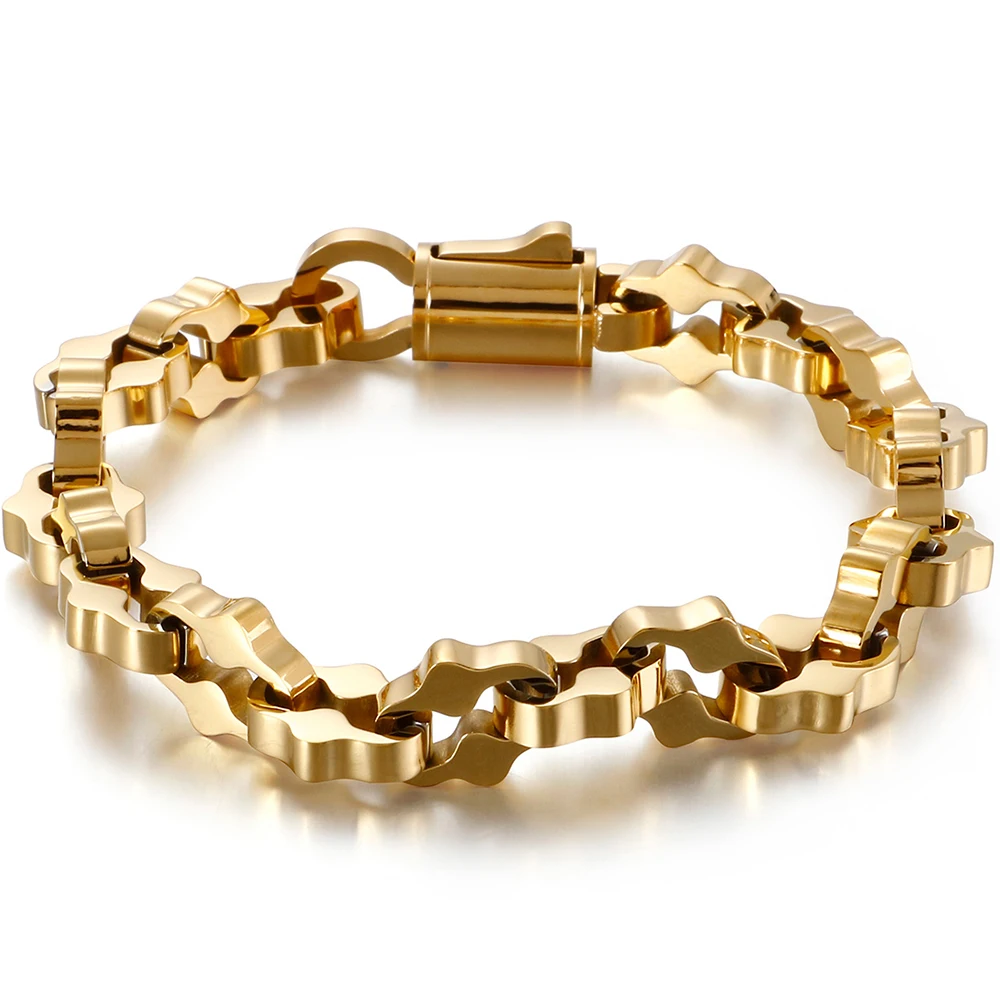 Браслеты из камней в стиле хип хоп мужские золотые черные 316L нержавеющая сталь