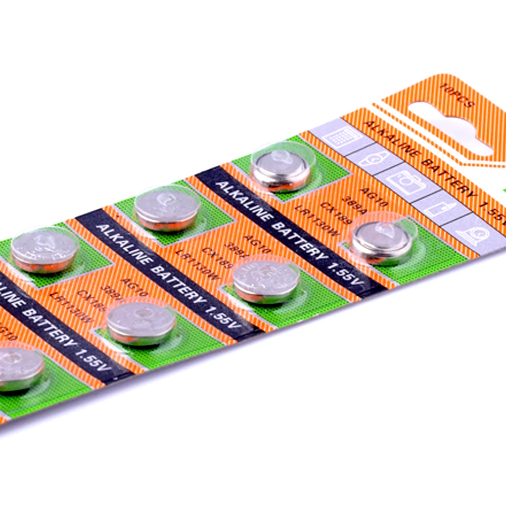 

100 Pcs 1.55V AG10 L1131 389 189 LR54 LR1130 Alkaline Batteries Button Cell Coin For Clocks Watches Calculators Computers