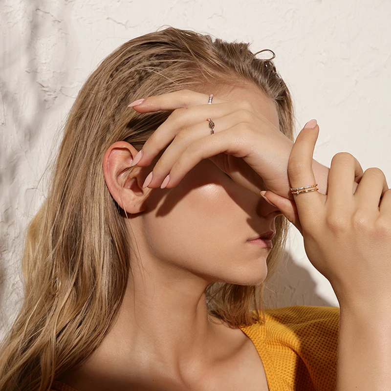 Кольцо ZHOUYANG для женщин простые Стильные тонкие кольца с микровставками