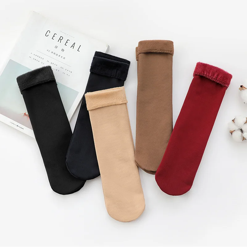 Autumn Winter Nylon velvet thick Snow Socks Leisure Solid color Warmth Short Women A647 | Женская одежда