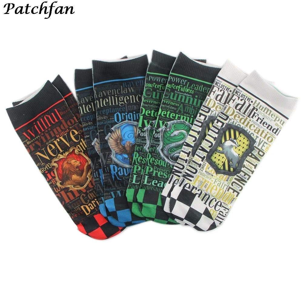 

12Pair AD032 Patchfan Cartoon Magical School Cotton Print Sock Lion Snake Fox Sock Casual Comfortable Short Sock