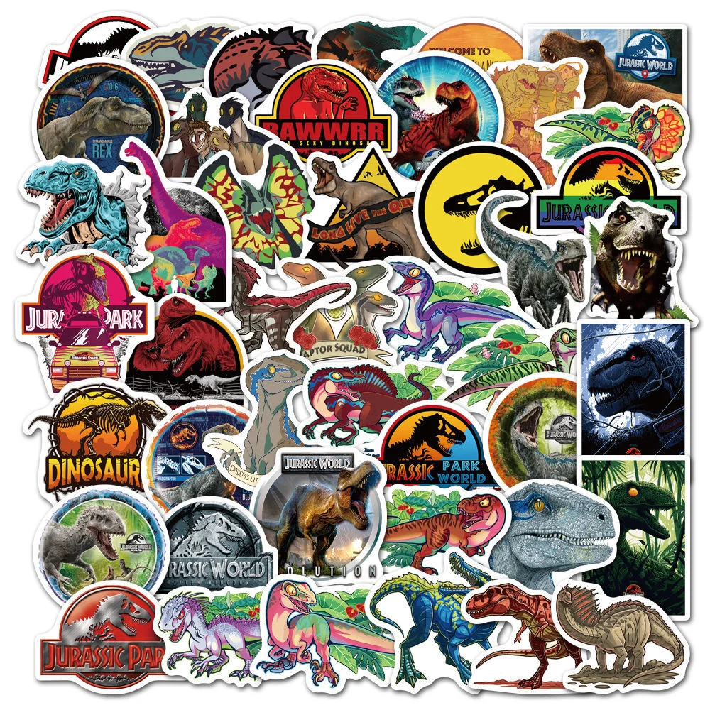 10/30/50PCS Classic Movie Dinosaur Park Graffiti Stickers Luggage Skateboard Notebook Waterproof Dinosaur Stickers Wholesale