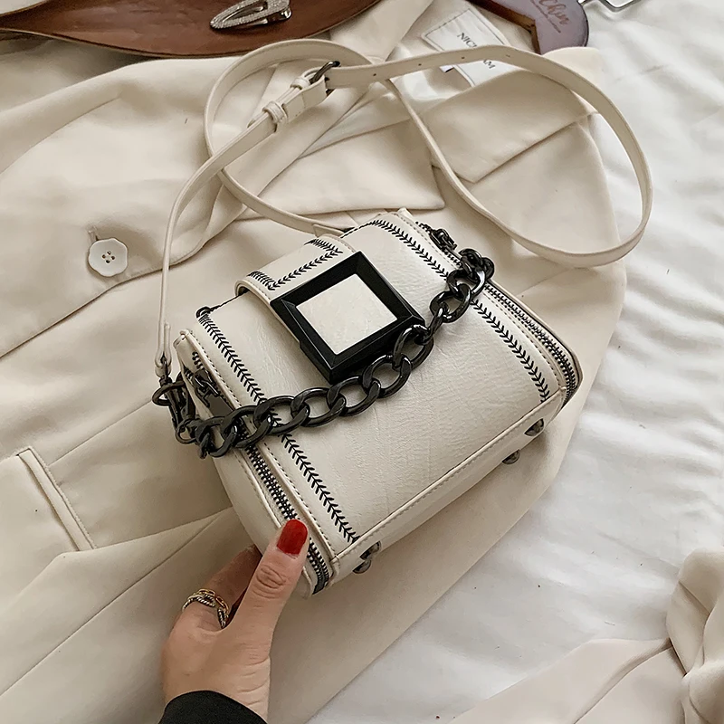 

Сумка-ведро Jin Mantang Женская на толстой цепочке, Модный саквояж кросс-боди из экокожи, дизайнерский чемоданчик на плечо, 2021