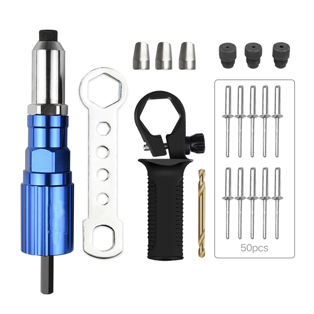 

Professional Cordless Electric Rivet Tool 2.4mm-4.8mm Insert Pull Rivet Nut Riveting Tool Bit Adapter Conversion Connector