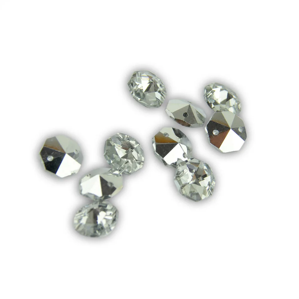 14 мм прозрачный с серебряной задней восьмиугольной бусины DIY Материал оконные