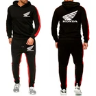 Новинка 2022, стильный мужской спортивный костюм Honda, толстовка с капюшоном и брюки, комплект из 2 предметов, флисовый хлопковый Повседневный пуловер, спортивный костюм, мужская одежда