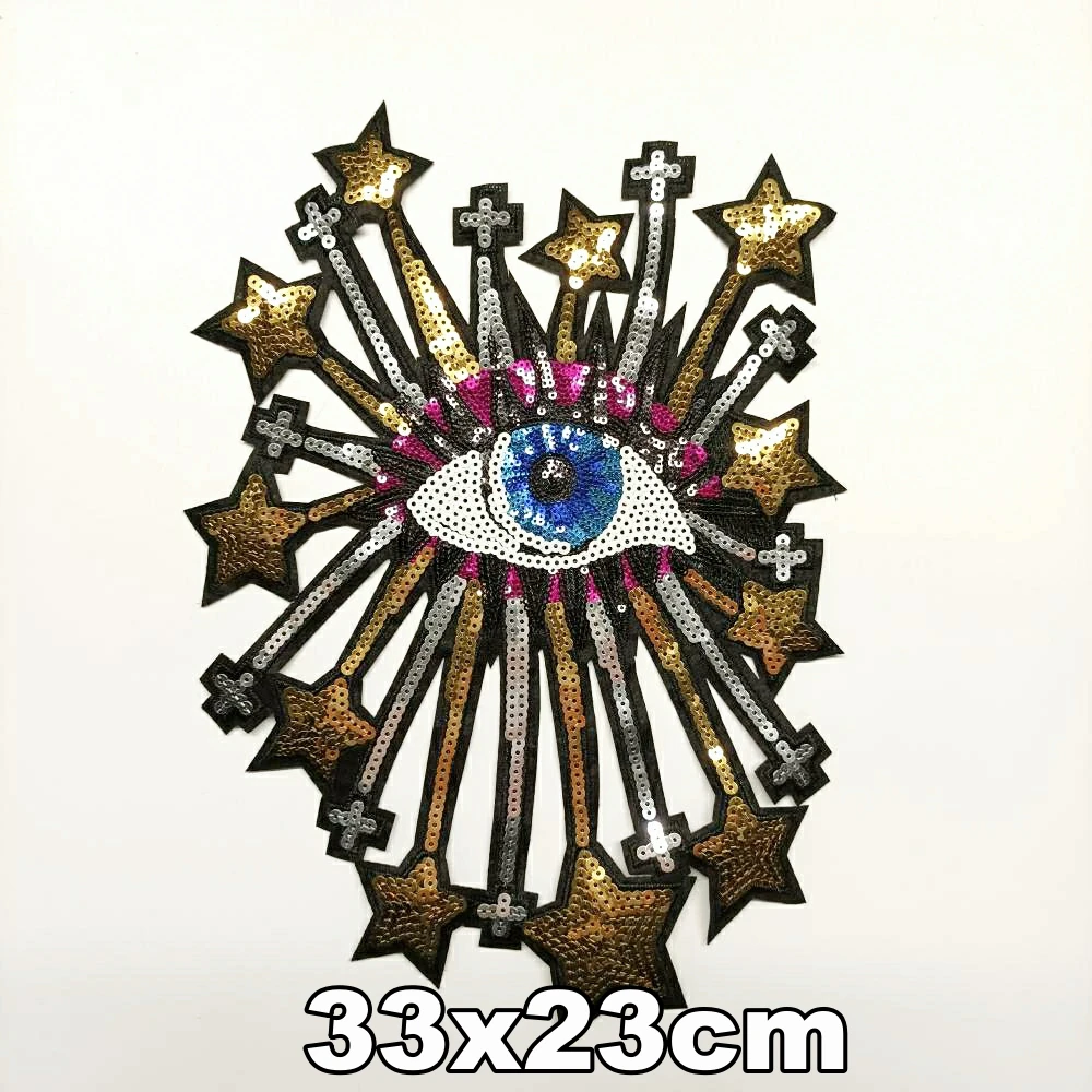 

Apparel large embroidery big eyes star patch for clothing AM-429