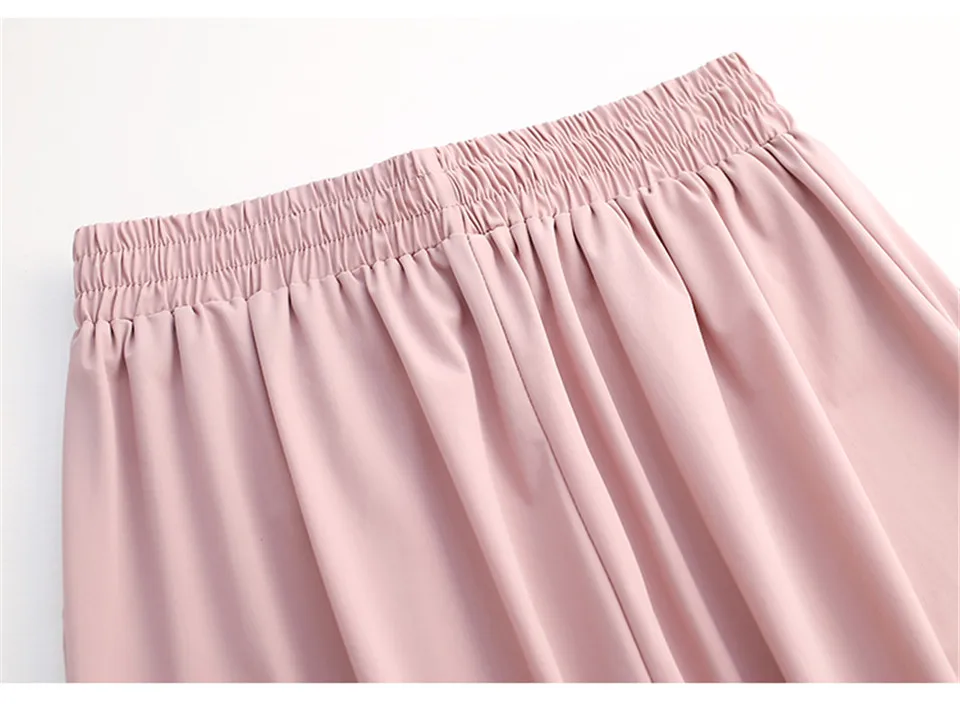 

Summer Thin Ice Silk Wide Leg Pants Women Loose High Waist All-match Slacks Pants Ankle-Length Trousers Female