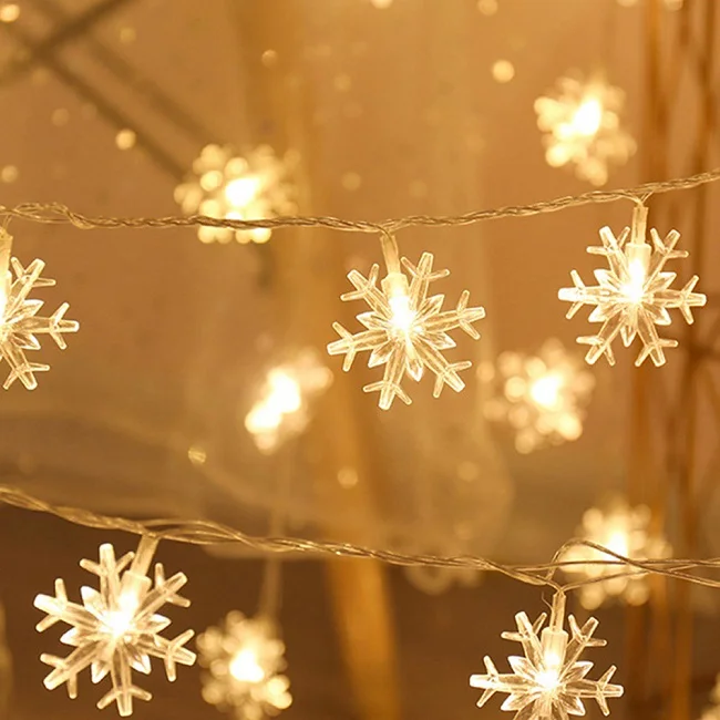 

20LED Snowflake Light String Twinkle Garlands Battery Powered Christmas Lamp Holiday Party Wedding Decorative Fairy Light