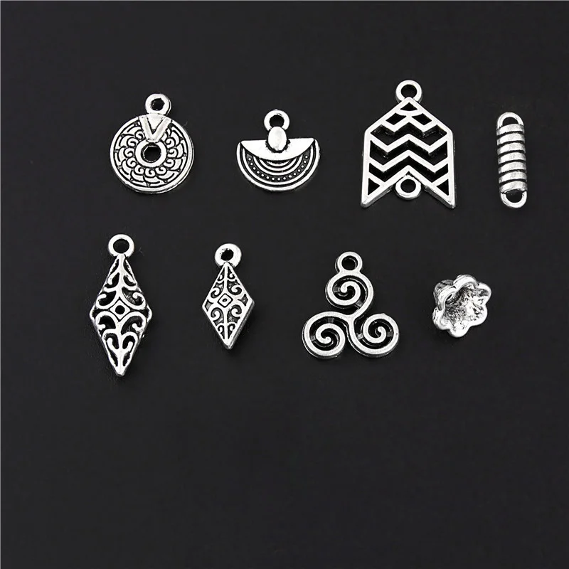 16 шт. подвески в виде ромба серебристого цвета|Шармы| |