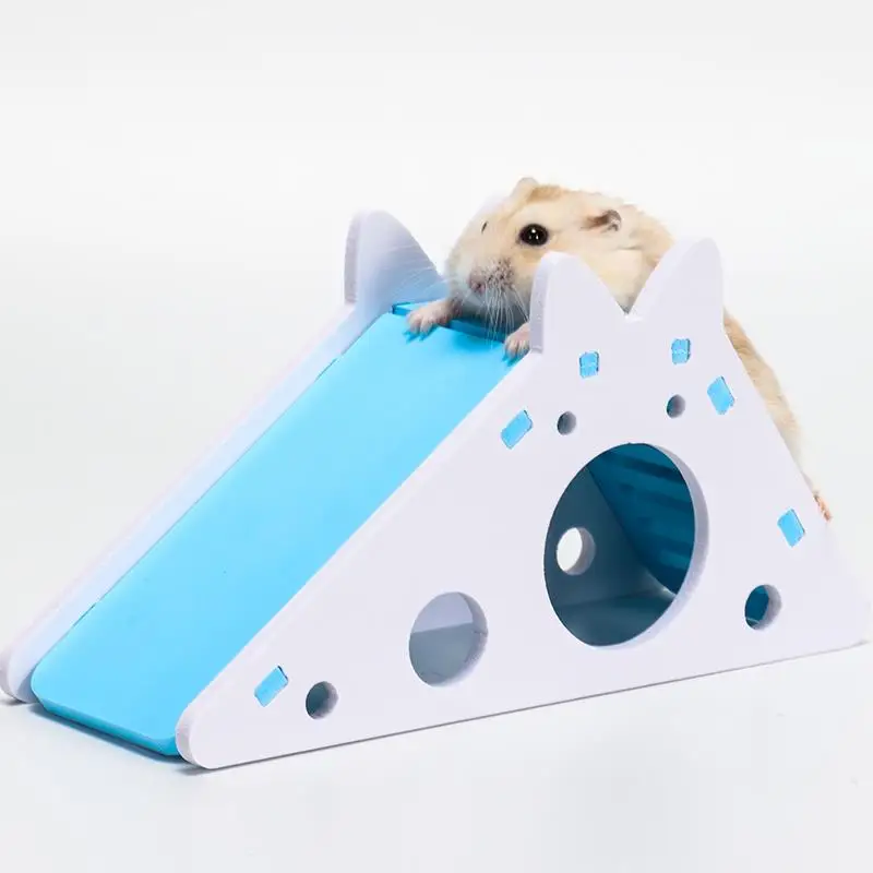 

Hamster Hideout Guinea Pig Exercise Toy Wood-Plastic Plate Hedgehog House With Ladder Slide Chinchilla Cave Small Pet Supplies