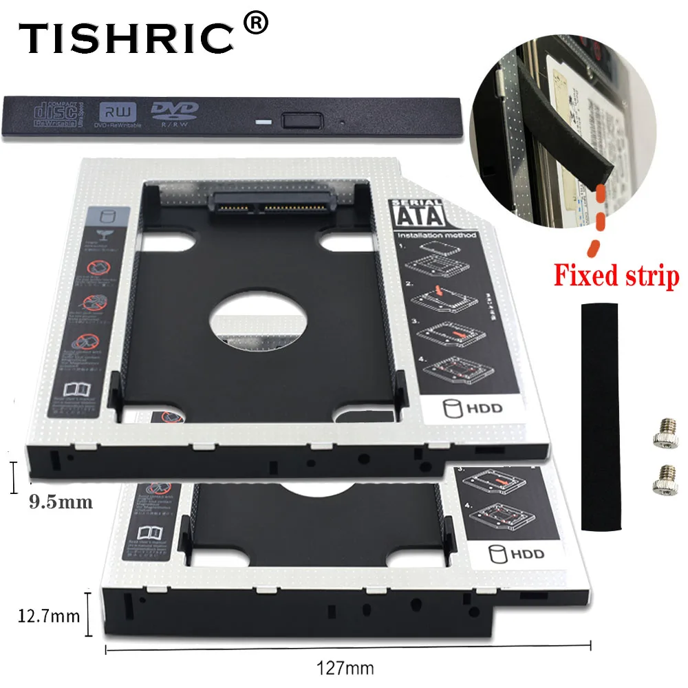 Универсальный Tishric 9 5 мм/12 7 мм 2nd Hdd Caddy SATA 3 0 адаптер для 2 &quotSSD чехол жесткий диск