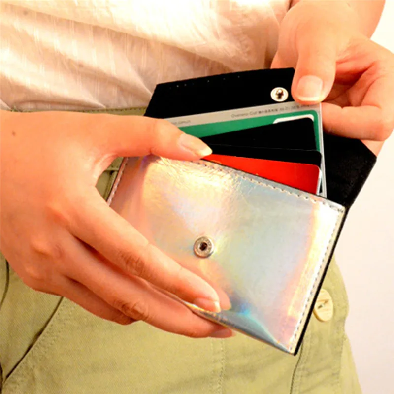 Лазерный блестящий кошелек для монет девочек женский простой карт маленький