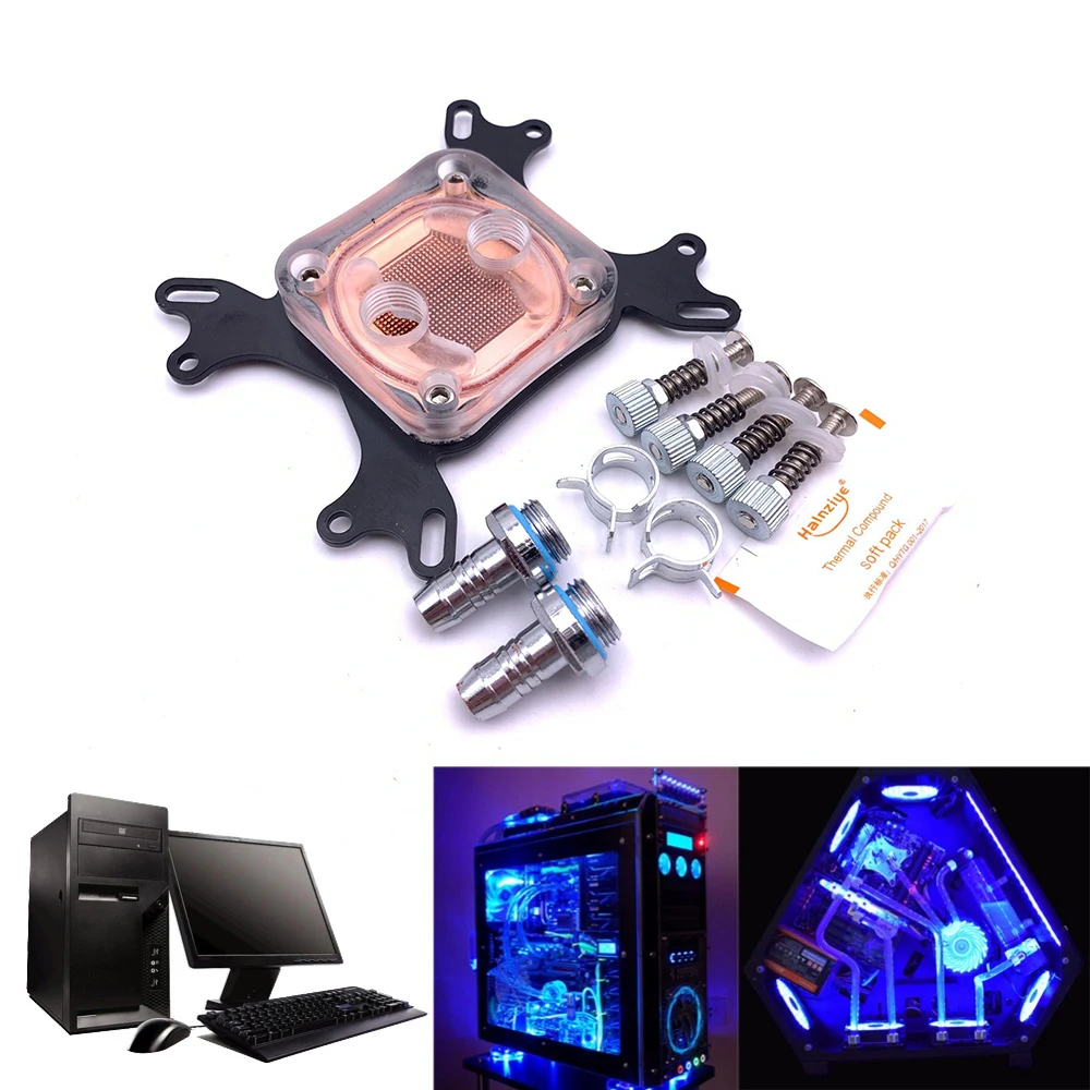 

CPU Water Cooling Block 3mm Copper Base Universal Computer CPU Water Cooler Block Replacement for INTEL/AMD