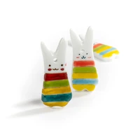 65 cute abstract cartoon rainbow rabbit porcelain pendants ceramic beads handmade materials accessories xn243