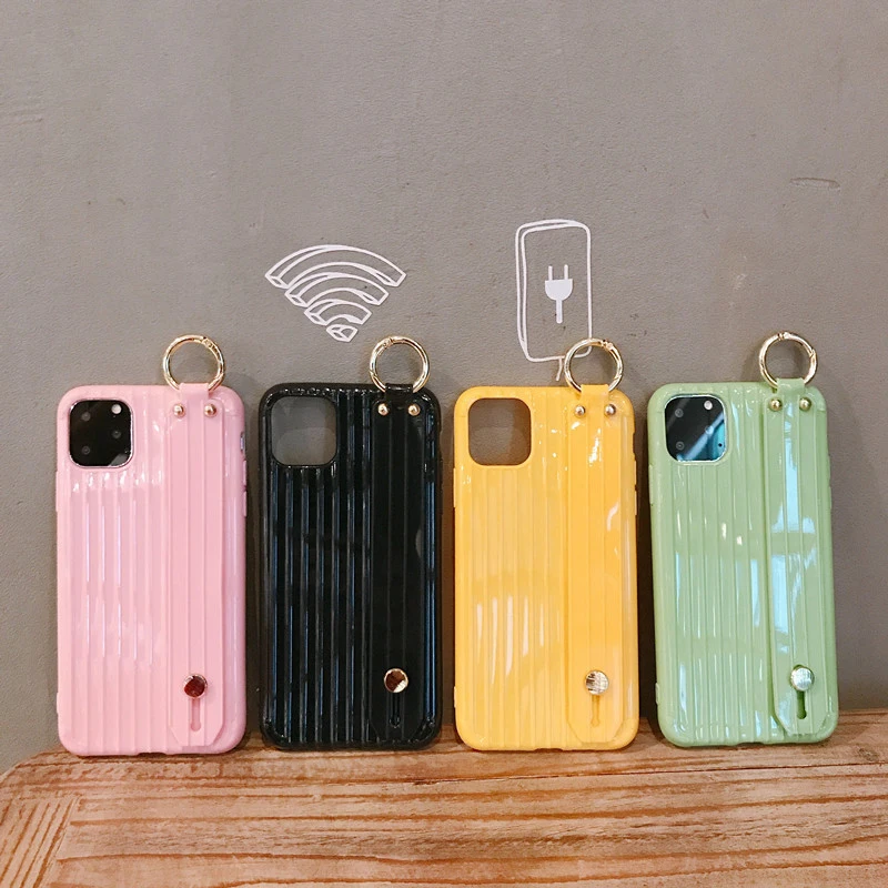 XR X Suitcase Style Case for iPhone 11 Pro Max XS 6 7 8 Plus Soft TPU Phone Capa with Wrist Strap Kickstand Function Back Cover |