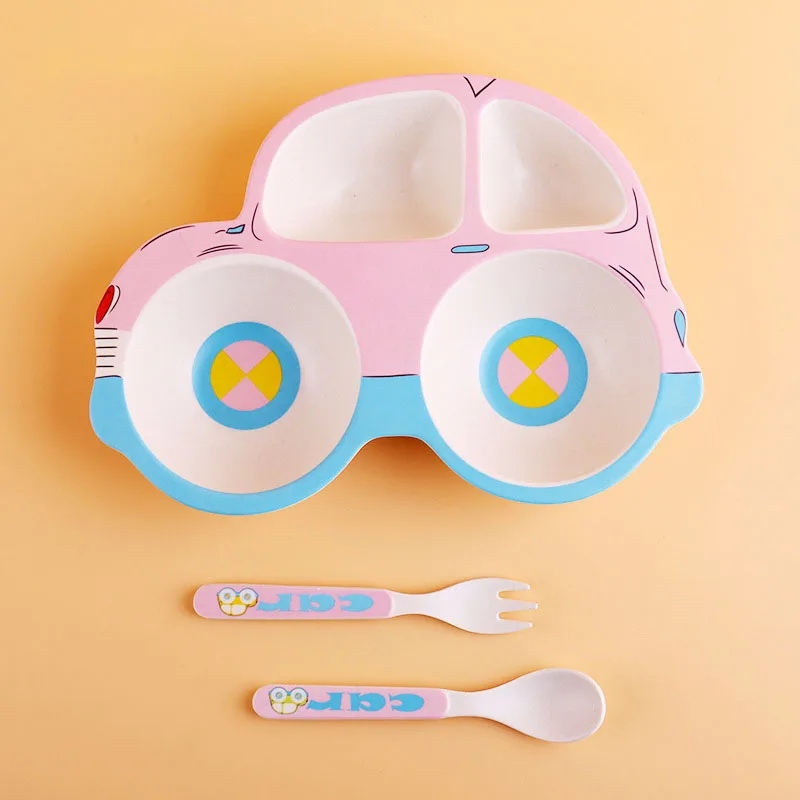 Набор из 3 предметов мультяшная/бамбуковая детская посуда тарелка/ложка в блюдах