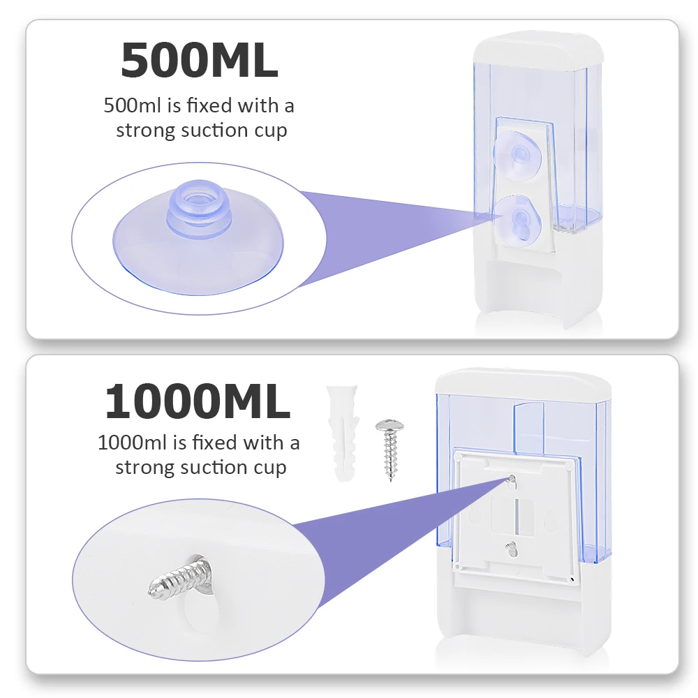 

500ml/1000ml Soap Dispenser Shower Shampoo Dispensers Containers Single/Double Head Wall Mounted Soap Dispenser Bathroom Tools