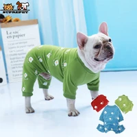 suprepet cute classic puppy clothes 4 feets dog clothes for french bulldog cartoon pattern dog jumpsuit home dog pug dog hoodie