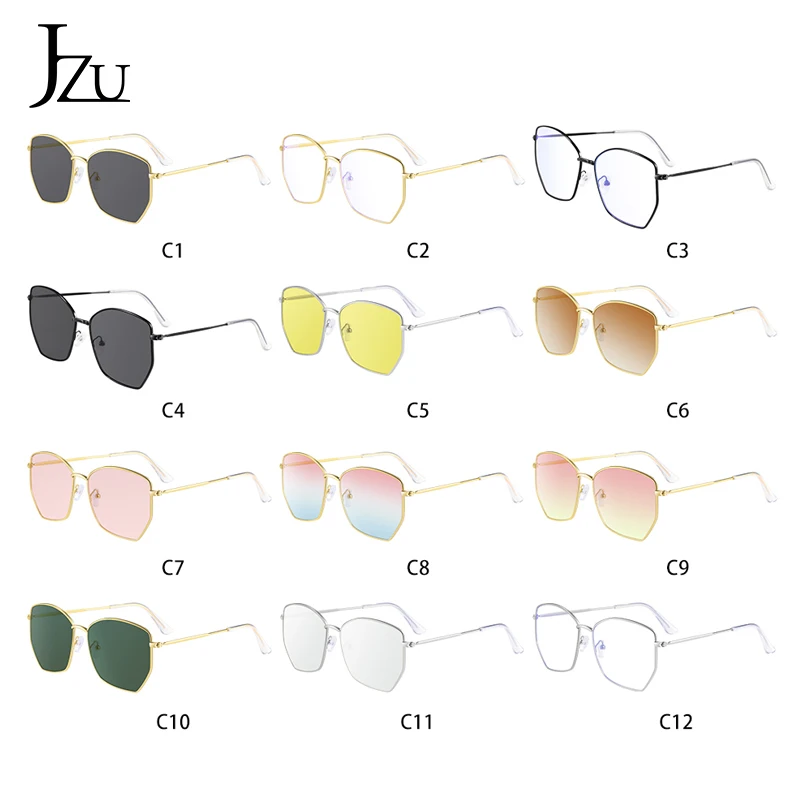 

Polygonal transparent square sunglasses ladies fashion brand design ladies handsome retro metal oversized frame flat sunglasses