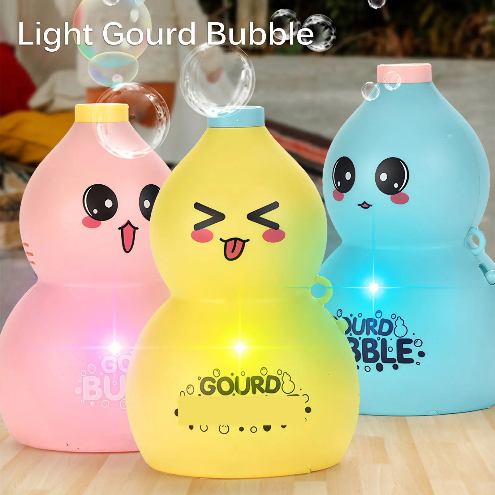 

Cute Musical Light Bubble Blower Maker Toys Child Automatic Bubble Machine Toy Funny Light Gourd Bubble Machine Toy Summer Gift