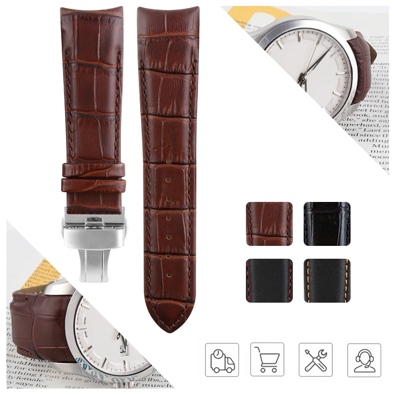 Изогнутый ремешок для часов из натуральной кожи COUTURIER T035 22 мм 23 24 T035627 T035407 T035617