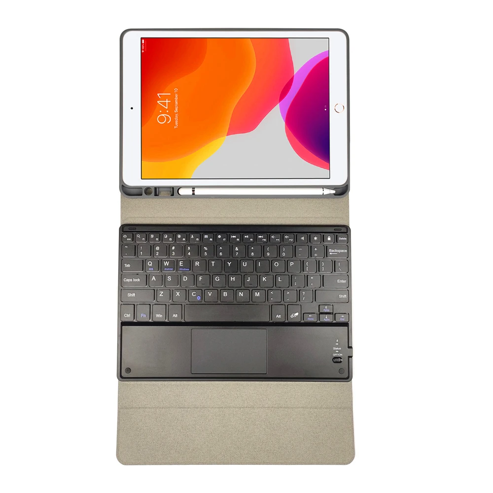 Для iPad 10 2 2019 чехол со съемным Bluetooth тачпадом клавиатурой откидной подставкой