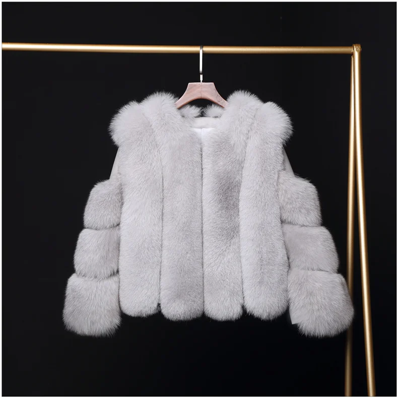 Rf1929 зимнее короткое пальто из натурального Лисьего меха Stlye FluffyReal, натуральная кожа, натуральный мех, куртка с длинным рукавом, женские пальто из натурального меха