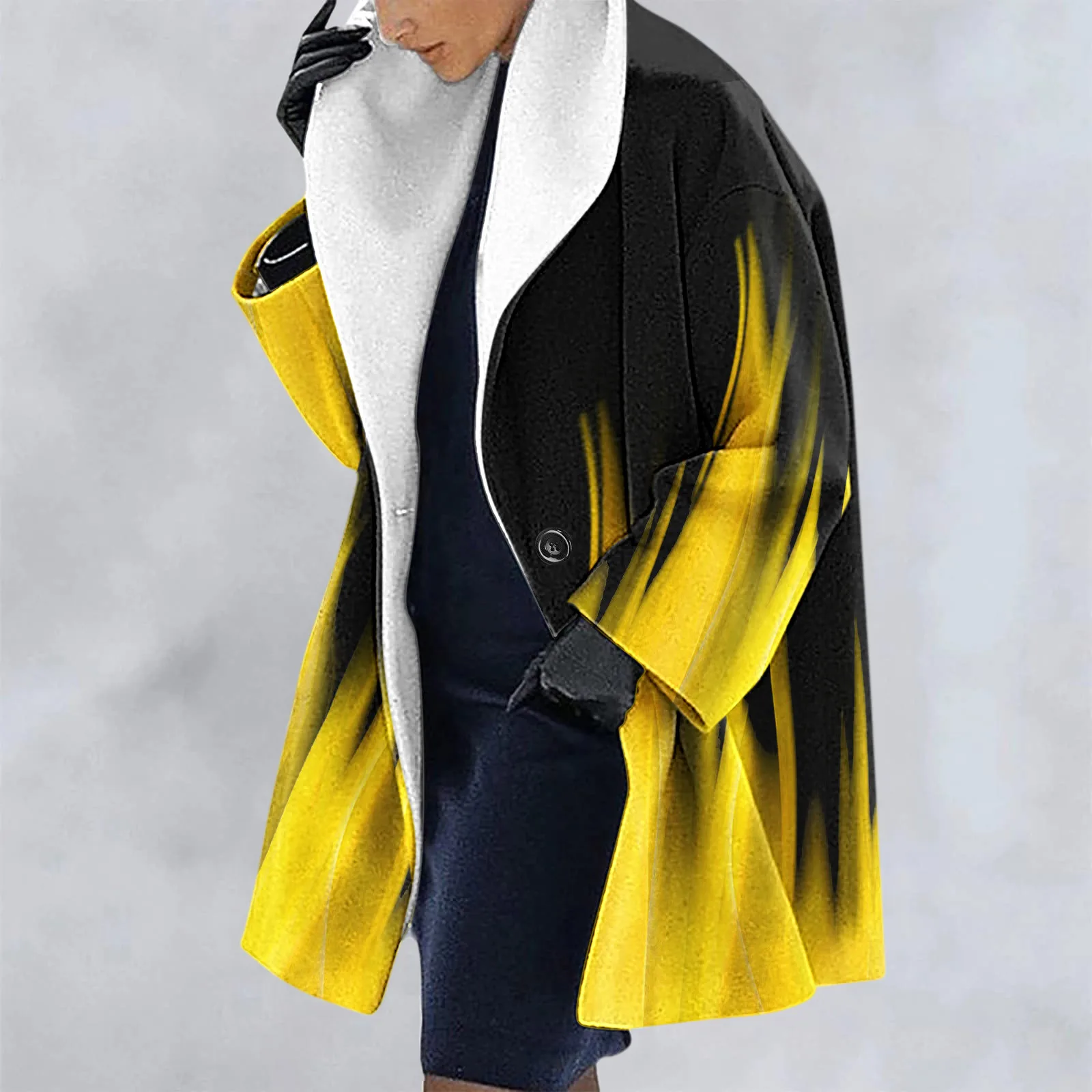 

Женская винтажная куртка в этническом стиле, свободная куртка с длинными рукавами и принтом огня в стиле ретро