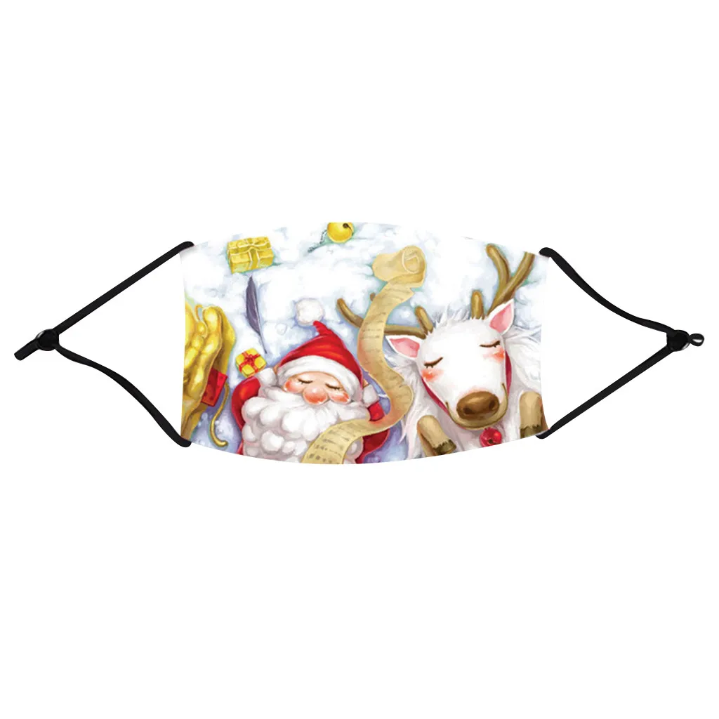 Christmas Print Face Mask For Adult Breathable Reusable Cotton Fabric Mouth Maszk Cover Mascara De Boca Balaclava Party2020 |