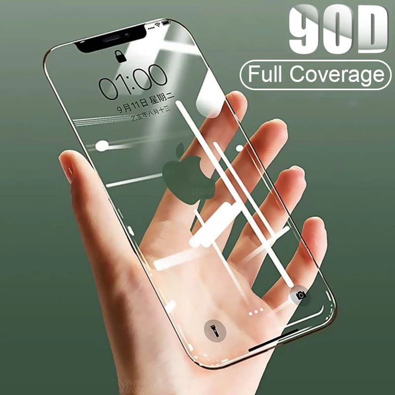 Защитное стекло 15D с изогнутыми краями и полным покрытием для iPhone 12 MIni X XS XR 11 Pro Max