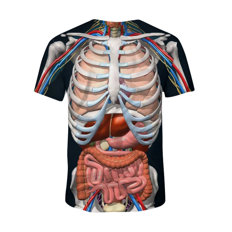 

3D Print Horror Offal Pattern T-Shirt Round Neck Short Sleeve Loose Tops Halloween Accessory TY66