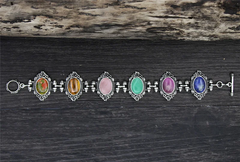 Винтажный Овальный цветочный кварцевый аметистовый браслет для женщин античное