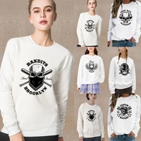 womens long sleeve sweatshirt fashion white pullover gothic style skull print series casual round neck autumn warm soft hoodie