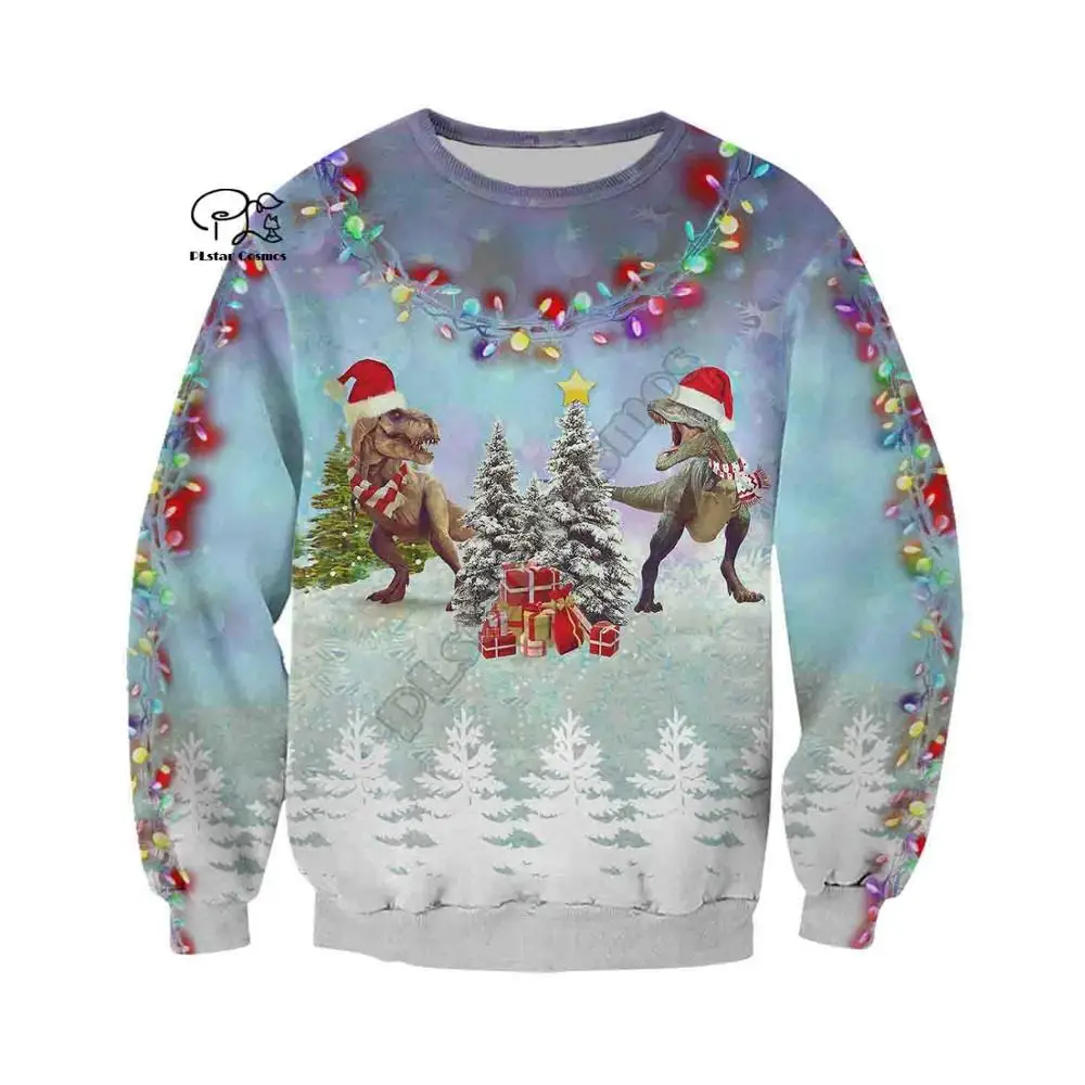 

PLstar Cosmos 3DPrint Merry Christmas Santa Claus Dinosaur Unisex Harajuku Streetwear Funny Casual Hoodies/Sweatshirt/Jacket/a6
