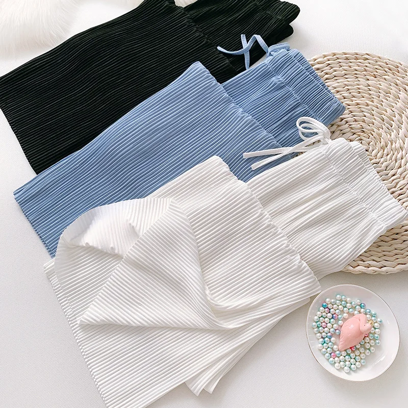 

Wide Leg Pant Soft Comfort Women Pants New High Waist Casual Summer Slacks Pants Women Ankle-Length Long Trousers Female Slacks