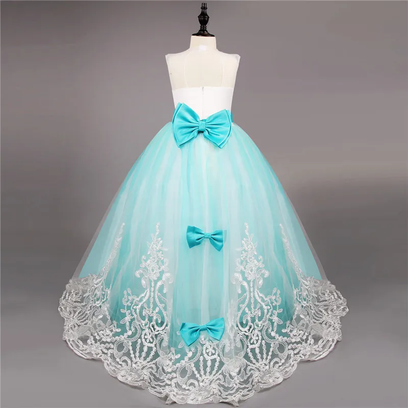 Детское кружевное платье принцессы Элегантное свадебное из тюля с жемчужными