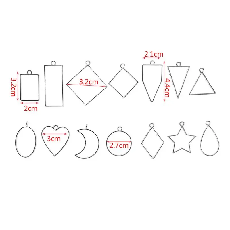 

14 Pcs/set New DIY Alloy Geometry Epoxy Border Pendant Jewelry Making Accessories Frame
