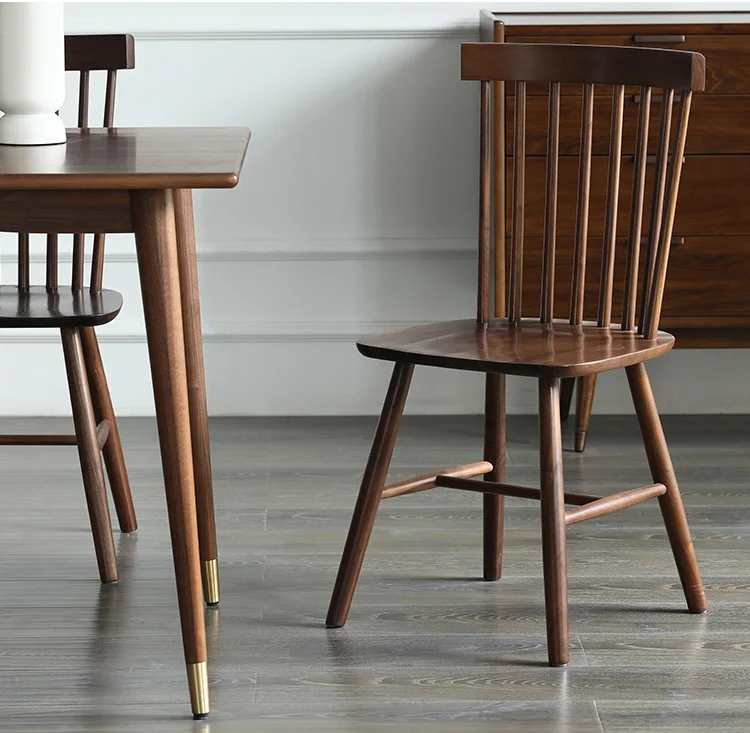 Обеденный стул скандинавский домашний черный орех современный минималистичный