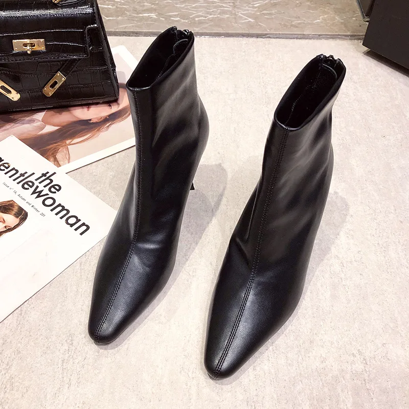 

autumn women's pointed short New fashion boots and winter 2020 for boots thin and thin boots high heel Korean thin heel medium