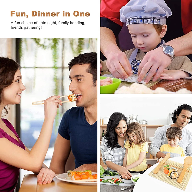 Homemade Sushi Making Kit Bamboo Rolling Diy Maker Set of 12 Piece Kitchen Rice Mold Tools for Kids Beginners | Дом и сад