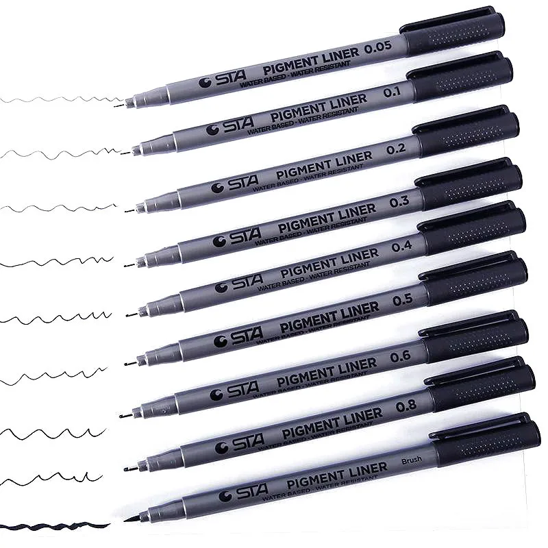 1 шт. ручка для рисования Fineliner Сверхтонкая линия художественный маркер черные