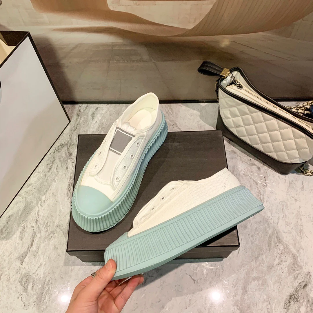

With logo Ladies platform shoes Fashion all-match Show leg length Color matching Very light canvas shoes Casual The New Rubber