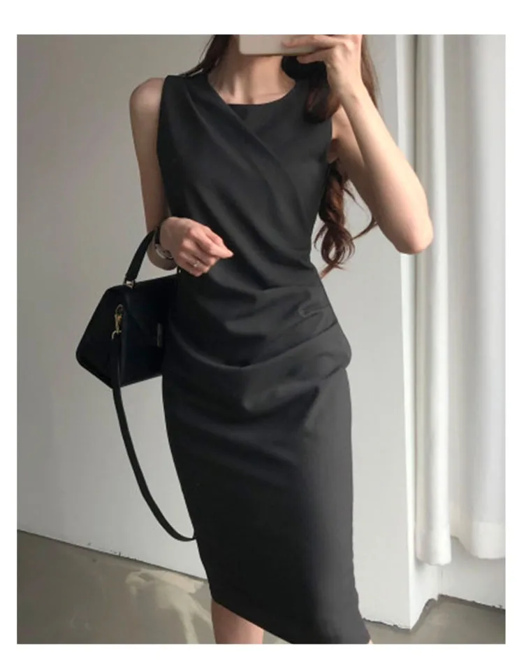 Женское драпированное платье-карандаш летнее Бандажное платье без рукавов с