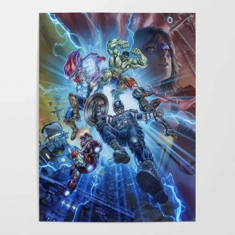 

Marvel Avengers Watercolor Poster Iron Man Anime Canvas Painting Wall Artwork modern Picture Living Room Home Decor boy Gifts